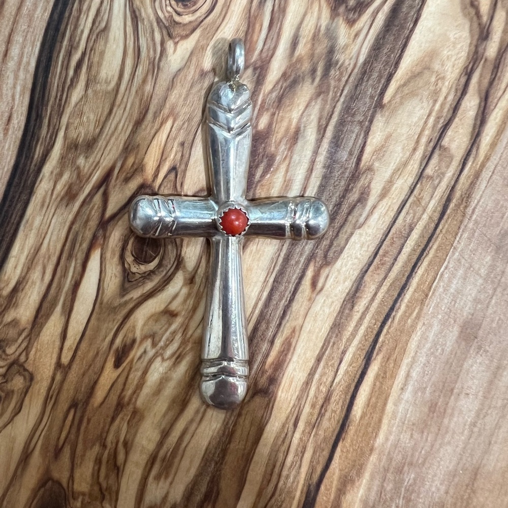 Sterling silver crystal cross pendant